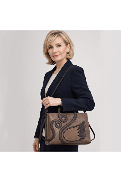 PriStyle Geanta Premium pentru Dama din Piele Naturala, Design Elegant cu Leb...