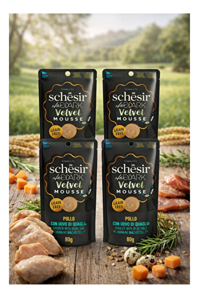 Schesir "Apartment-Dark" Velvet Mousse for Adult Cats - Chicken with Quail Eg...