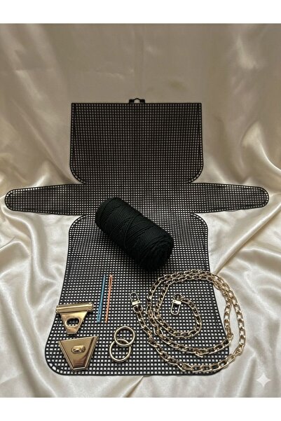 VELORİA BAG & SCARF BÜYÜK Plastik Kanvas Polyster Makrome İpli Çanta Yapım Ki...
