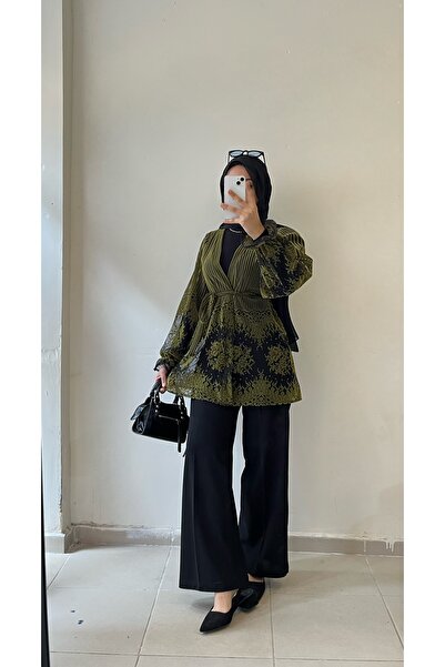 DİLEKBUTİK Yeşil tül yazlık kimono