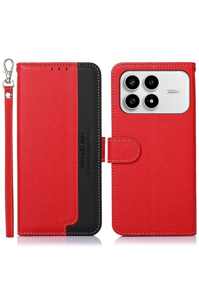 KHAZNEH Litchi Texture Θήκη Πορτοφόλι Red (Xiaomi Poco F8 Pro 5G)