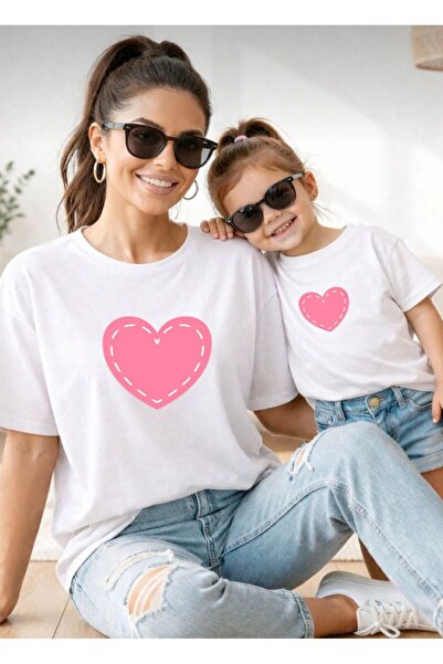 No Plan Mother-Daughter Pink Printed T-Shirt [Add 2 Pieces to the Cart for th...