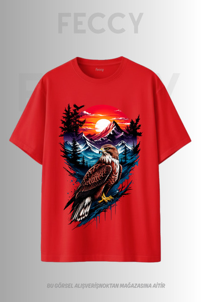 FECCY Tricou unisex supradimensionat cu imprimeu Premium Eagle Hunter, pentru...