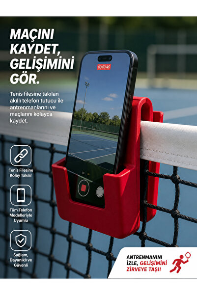 Print Zone Tenis Kortu İçin Fileye Takılabilen Telefon Tutucu - Maç ve Vuruş ...