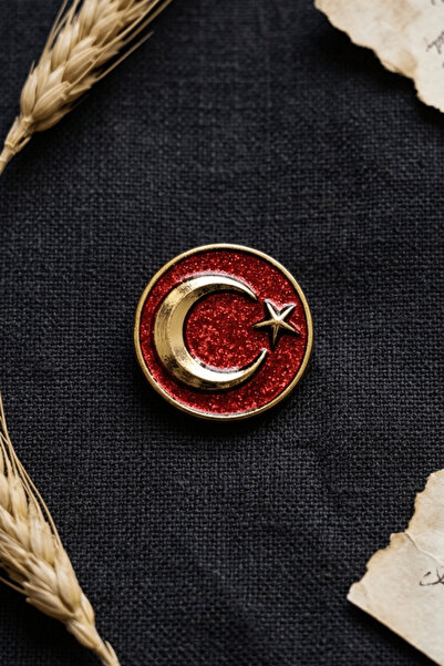 BB BİBUTİKSHOP Şanlı Ay Yıldız Işıltılı Yaka Broşu