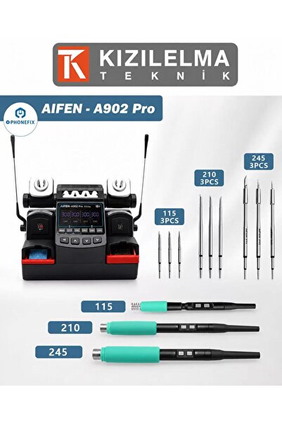 kızılelma teknik Aifen A902 Pro C115 / C210 / C245 Çift Istasyonlu Pcb Lehiml...