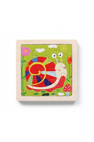 PinkBlue Puzzle educativ din lemn Melc pentru copii - 9 piese - dezvolta gand...