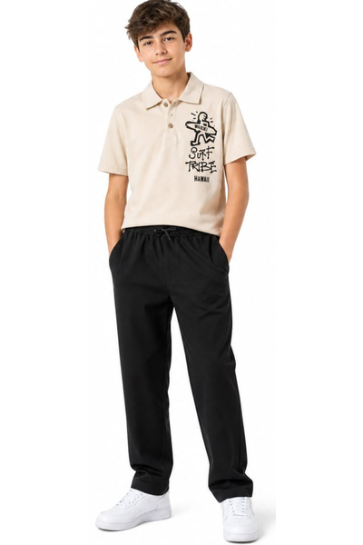 İrem Çocuk Giyim Boy's Polo Neck T-Shirt with Surf Written on the Front and B...