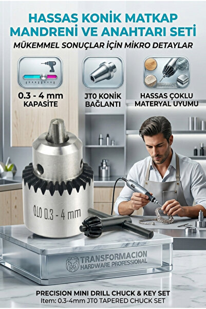 Transformacion JT0 Konik Mandren Seti | 0.3-4mm Hassas Matkap Ucu Tutucu Anah...