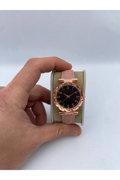 Geneva Kadın Taş Detaylı Rose Gold Pembe Kordon Kol Saati
