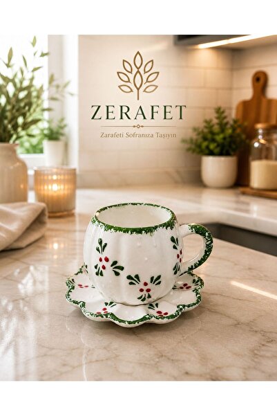 ZERAFET EL İŞLEMELİ TEKLİ FİNCAN TAKIMI