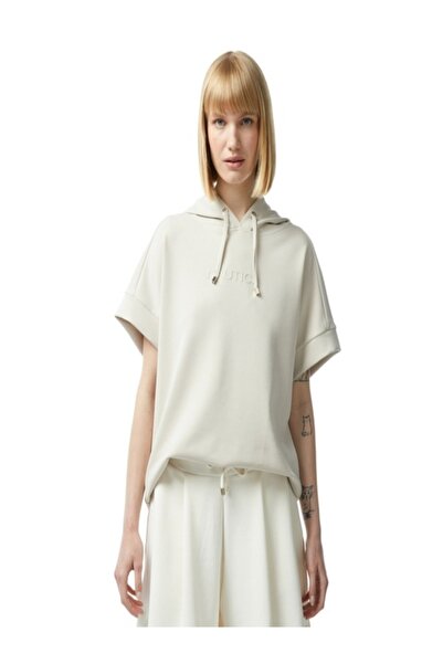 Nautica Kadın Beyaz Relaxed Fit Kısa Kollu Sweatshirt
