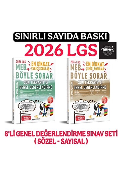 SİNAN KUZUCU YAYINLARI SİNAN KUZUCU 2026 LGS SON TEKRAR 8'Lİ SAYISAL-SÖZEL GE...