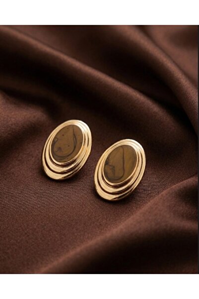 Açıkmeşe Ev Yaşam Ürünleri Vintage viral Gold Oval Küpe - Retro Şıklık