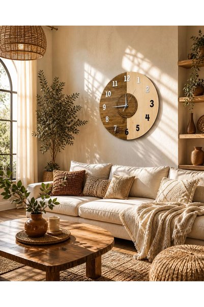 Nixar Desing Kronoform Modern Ahşap Duvar Saati Dekoratif Sessiz Minimal Salon Mutfak Yatak Odası ve Ofis Saat