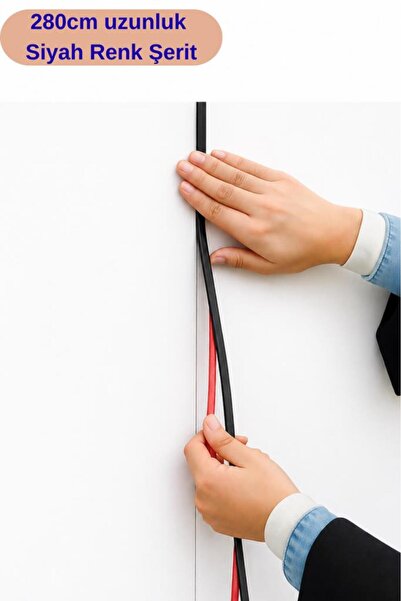 Renkli Duvarlar Siyah Kendinden Yapışkanlı 1 Adet 0.8mm x 280cm Duvar, Mobily...