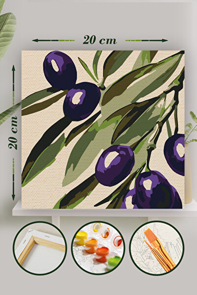 Palmiye Hobi Sanat Kırtasiye Sayılarla Boyama 20x20 Cm Tuval Seti Fırça Boya ...