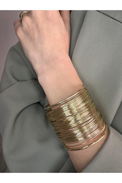 Vivante Xuping Işıltılı Çok Sıralı Gold Tasarım Bilezik