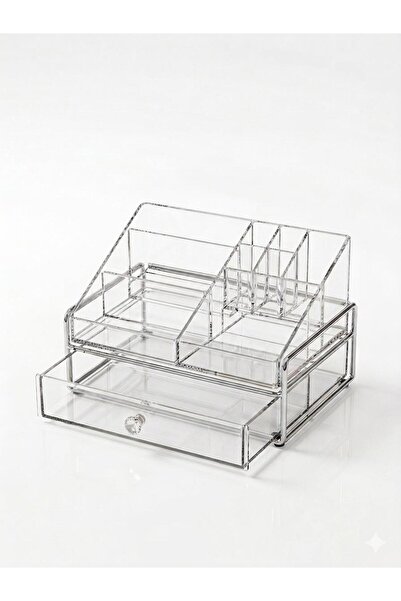 Noor Transparent Acrylic Makeup Organizer Single Layer Modern Flat Design