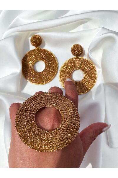 L MAN Special Design Handcrafted Gold Color Stone Evening Dress Earrings and ...