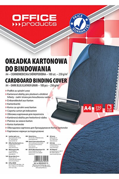 OFFICE products Coperta carton imitatie piele 250g/mp, A4, 100/top - bleumarin