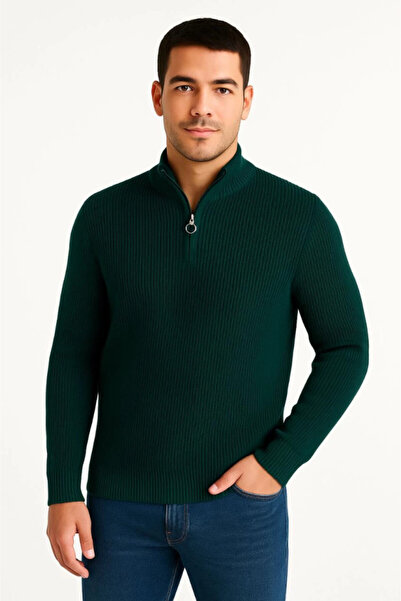 Efnaz style Men's half-zip knit sweater – thessaloniki knit, stand-up collar,...