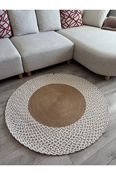 MaVaux Linea Saç Örgü Halı, Kilim Yuvarlak Modern Hasır Halat Özel Tasarım Sa...