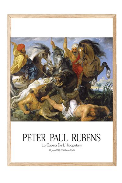 Postifull Peter Paul Rubens - Lov na nilskog konja, slika u drvenom okviru, u...