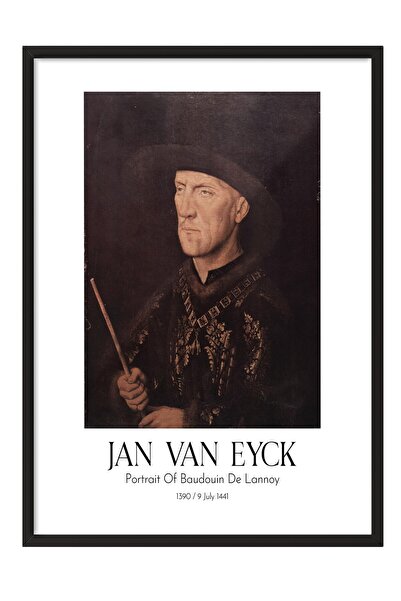 Postifull Jan van Ajk - Portret Bauduina de Lanoa, slika u crnom okviru, umet...