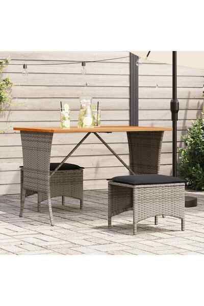 vidaxl Set mobilier de gradina cu perne, 3 piese, gri, poliratan