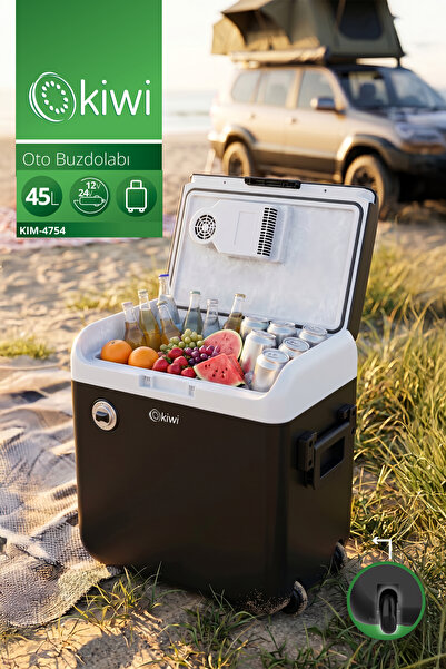 Kiwi KIM-4754 Oto Buzdolabı | 45 Lt Hacim &12V/24V & Tekerlekli & Şişe Açacak...