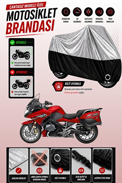 Cemku Twin غطاء محرك متوافق مع BMW R 1250 RT باللون الرمادي من الأعلى والأسود...