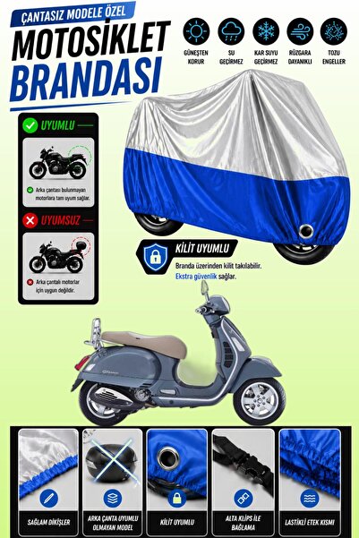 Cemku Twin غطاء محرك متوافق مع Vespa GTS 150 ABS باللون الرمادي من الأعلى وال...