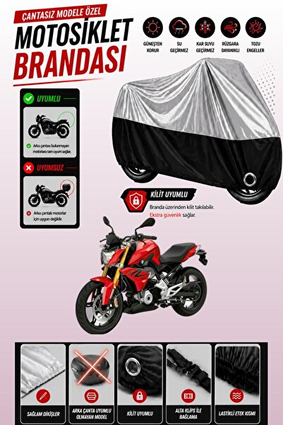 Cemku Twin غطاء محرك متوافق مع سيارة BMW G 310 R باللون الرمادي من الأعلى وال...