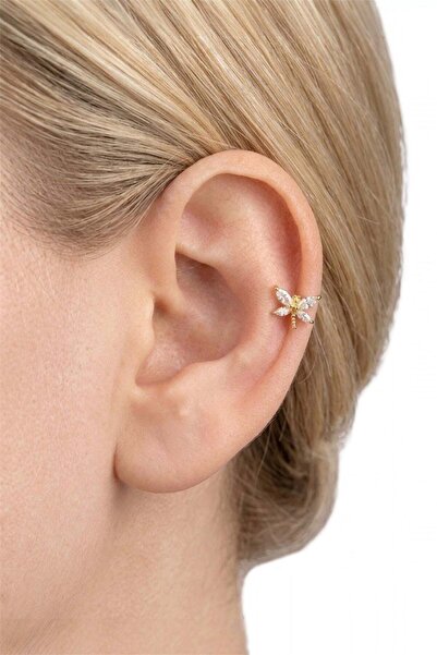 MatmazelLavinya Zirkon Taşlı Gold Yusufçuk Model Çelik Piercing