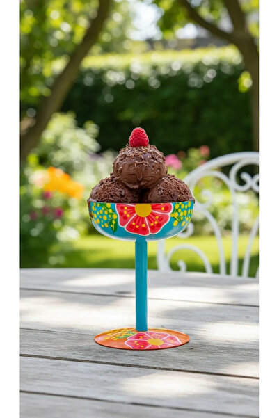 DEDEMİN EMAYELERİ Footed Ice Cream Bowl Blue
