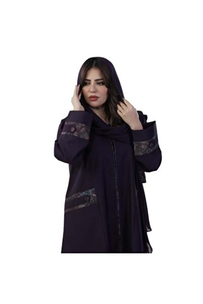 Lamir عباية كريب بليزر باللون العنابي والجاكار، تصميم عصري