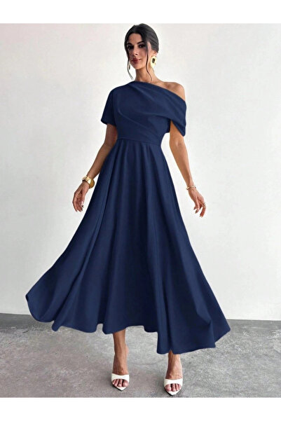 Generic Brand Women's Off-The-Shoulder Short Sleeve Pleated Long Janjan Crepe...