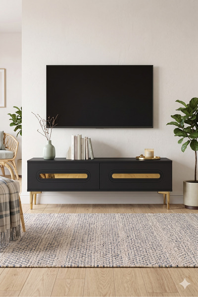 YUMEDİ DESİGN TSA1220AG - ETHEMA TV STAND , TV SEHPASI 120CM ANTRASİT-GOLD