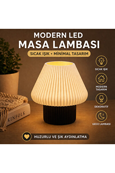 Linia Home Modern LED Masa Lambası – Dekoratif Gece Lambası | Sıcak Işık Mini...