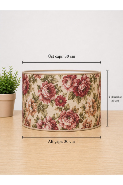 Natiorj Abajur Şapka Model 30 x 20 Ölçülü Silindir Masa Lambası İçin Kullanab...