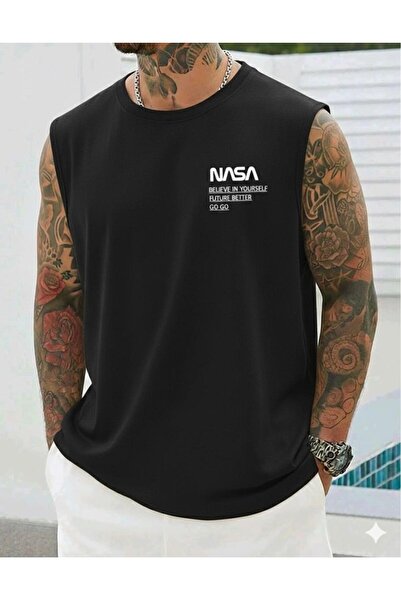 FAVORİST Nasa Believe Printed Men's Zero Sleeve Athlete Tshirt