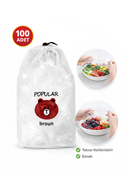 AiroBazar 100 Adet Tencere ve Tabak Bonesi Gıda Koruma Kapak Streç Tazelik Ko...