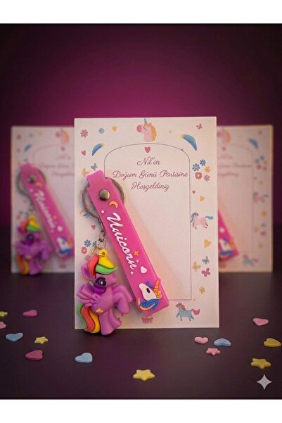 Colore Özel Gün Hediyeliği Unicorn Temalı Silikon Anahtarlık Kişiye Özel Kart...