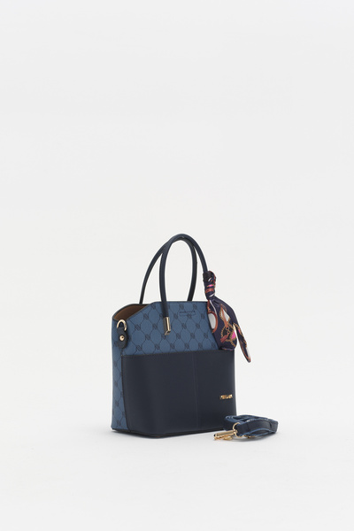 Nihan Monogram Tote Çanta Lacivert