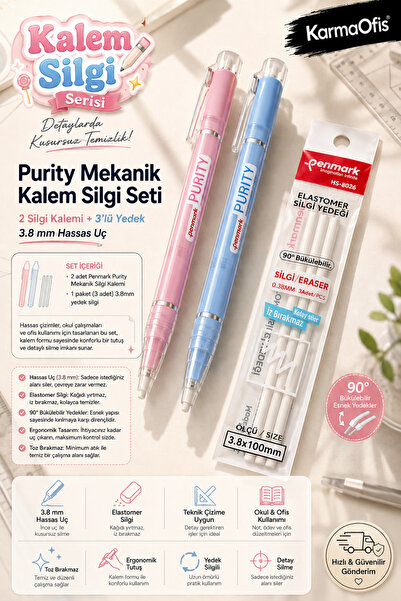 KarmaOfis Pastelno plava i roza set mehaničkih gumica za olovke Purity 3,8 mm...