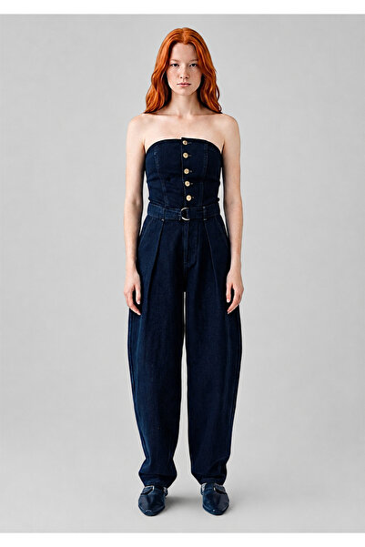 Rocky girl RG 703 Straplez ön düğmeli denim tulum