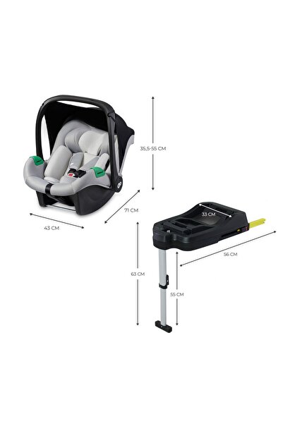 Kinderkraft SCOICA AUTO MINK PRO I-SIZE 40-75 CM + BAZA ZESTAW GREY