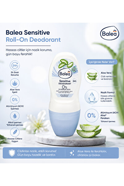 Balea dm Balea Sensitive Roll-On Deodorant Aloe Vera Özlü 24 Saat Koruma 0% A...