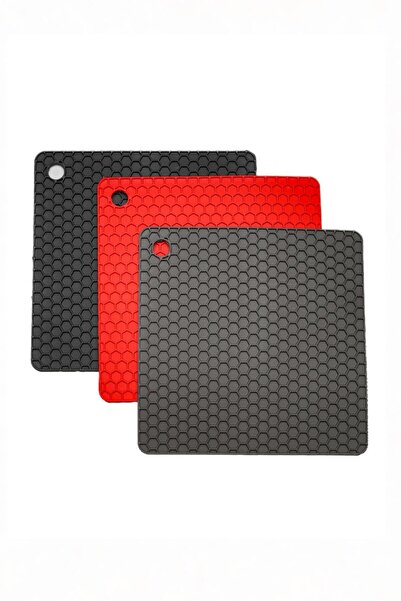 evolis kitchen 3 Adet Kırmızı Siyah Gri Silikon Nihale & Kalburabastı Şekille...